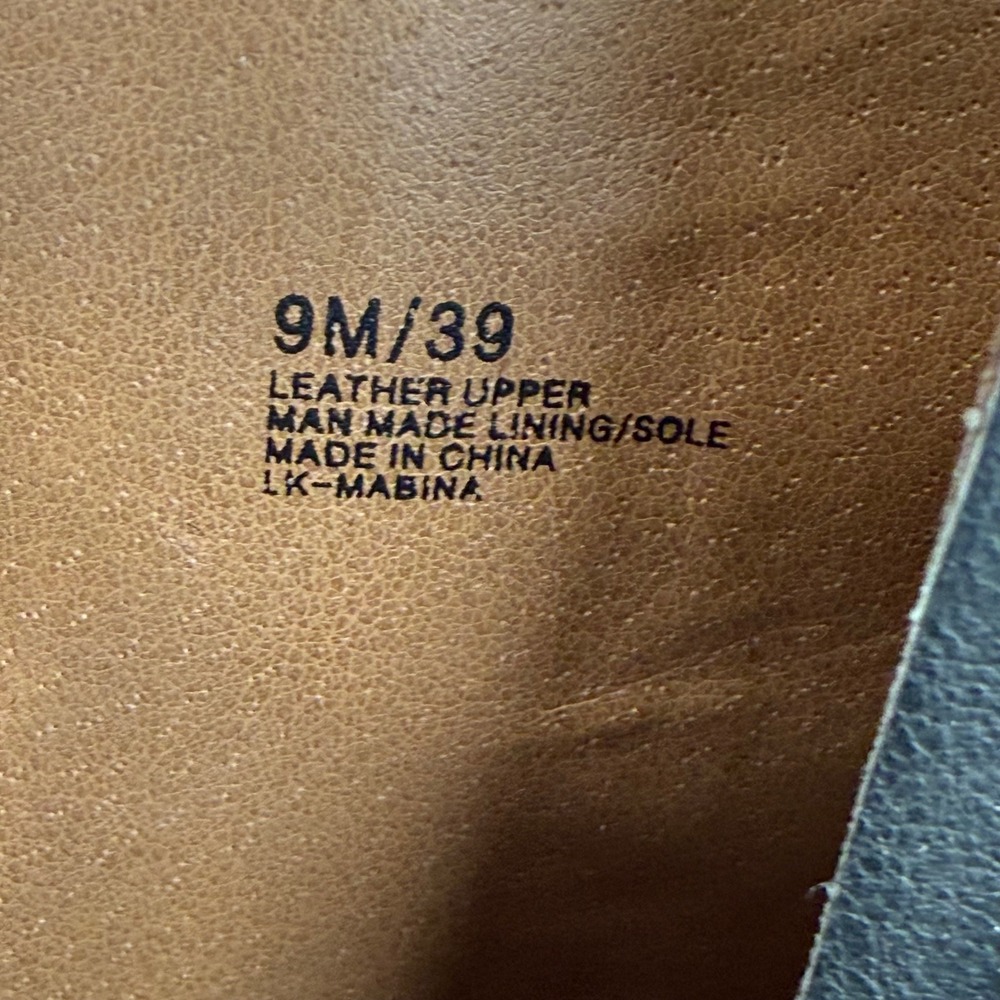 Lucky Brand Womens Black Leather Ankle Bootie Stacked Block Heel Side Zip 9 READ - Picture 11 of 12
